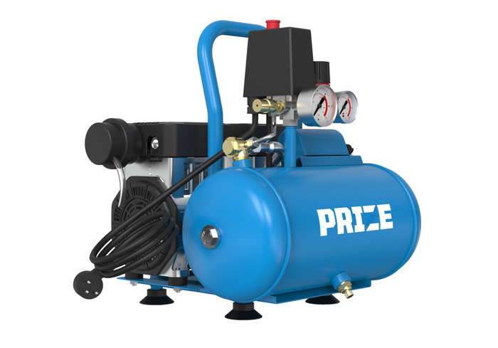 Kompressor støjsvag 0,75 hk og 6 liter tank - PRIZE